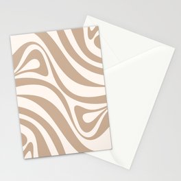 New Groove Retro Swirl Abstract Pattern Buff Beige Cream Stationery Card