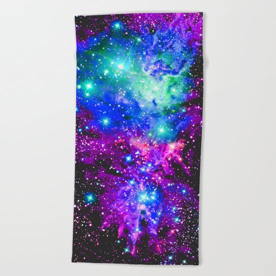 Fox Fur Nebula Galaxy Pink Purple Blue Beach Towel