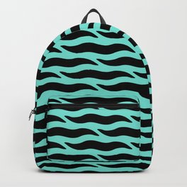 Tiger Wild Animal Print Pattern 337 Black and Mint Green Backpack