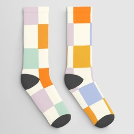 Rainbow Check Pattern Socks