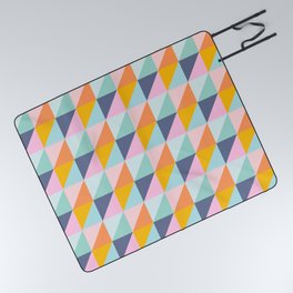 Color Block Triangle Pattern in Bright Pastels Picnic Blanket