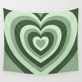 Hypnotic Green Hearts Wall Tapestry