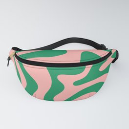 Liquid Swirl Retro Abstract Pattern in Pink and Bright Green Fanny Pack