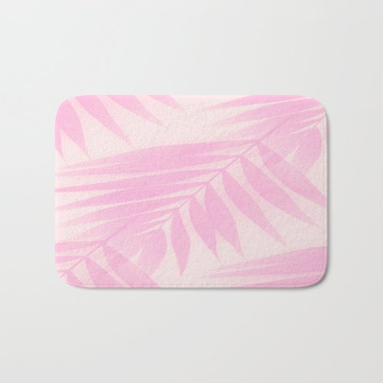 Palm Leaves in Pink Shades Bath Mat