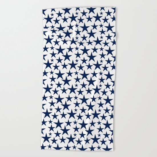 Blue stars on white background illustration Beach Towel