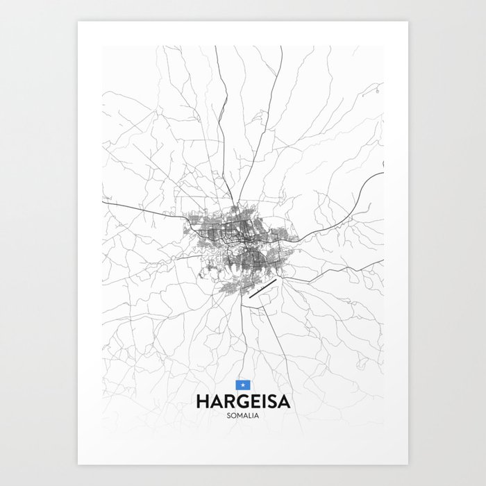 Hargeisa, Somalia Light City Map Art Print by IMR Designs Society6