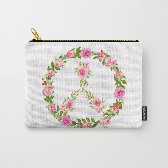 Pink Rose Peace Wreath Carry-All Pouch
