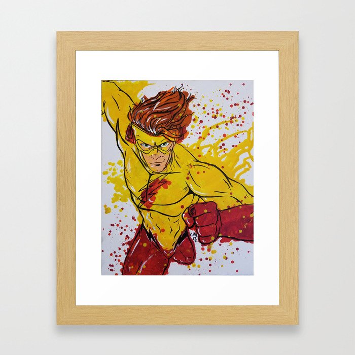 Kid Flash Melted Crayon Painting Framed Art Print