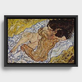 Embrace - Egon Schiele Framed Canvas