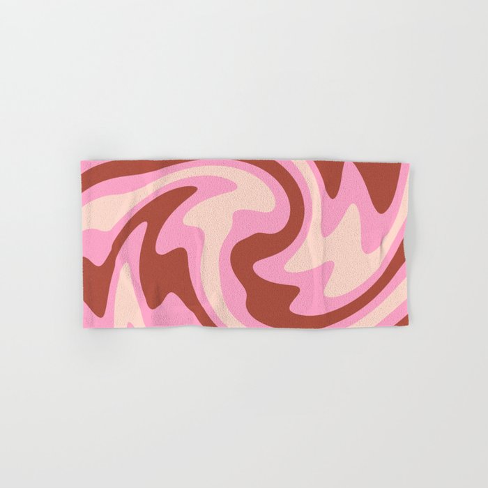 Pink Swirl Retro Cute 70s Liquid Hand & Bath Towel
