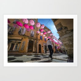 Pink Umbrellas - Grasse in France Art Print