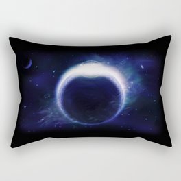 An outer space background with a dark planet, sky and stars.  Rectangular Pillow