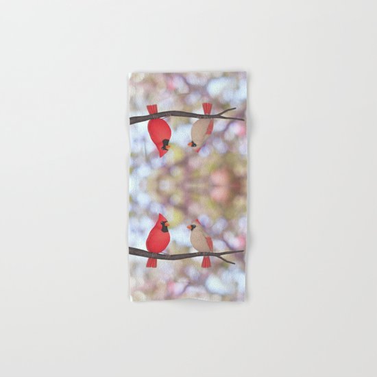 psychedelic cardinals bokeh Hand & Bath Towel