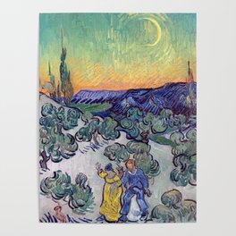 Vincent Van Gogh - A Walk at Twilight 1890 Artwork Reproduction Poster