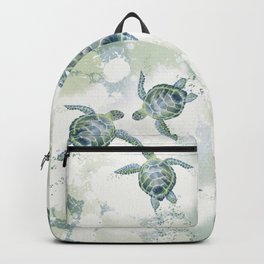 Swimming Together 3 - Sea Turtle  Backpack | Watercolor, Wildlife, Turtles, Illustration, Nursery, Underwater, Gift, Coastal, Seaturtles, Birthday 
