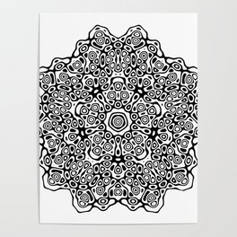 Tribal Abstract Black and White Mandala Poster