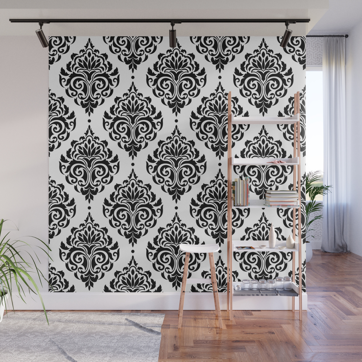 Black And White Damask Wall Mural By Seafoam12 Society6 Create a versatile piece of art using a canvas, stencil, and waverly inspirations chalk finish acrylic paint. black and white damask wall mural by seafoam12