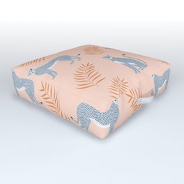 Blue Cheetah on Pink Outdoor Floor Cushion