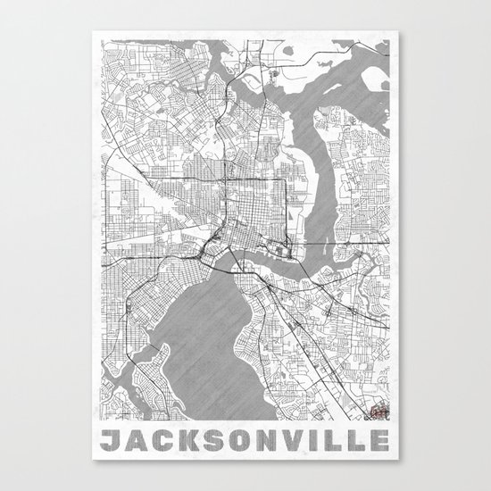 Jacksonville Map Line Canvas Print