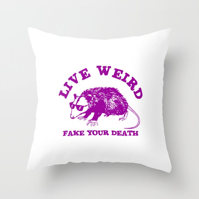 Possum with glasses Throw Pillow