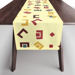 Geometric pattern with colored elements, vintage abstract background Table Runner