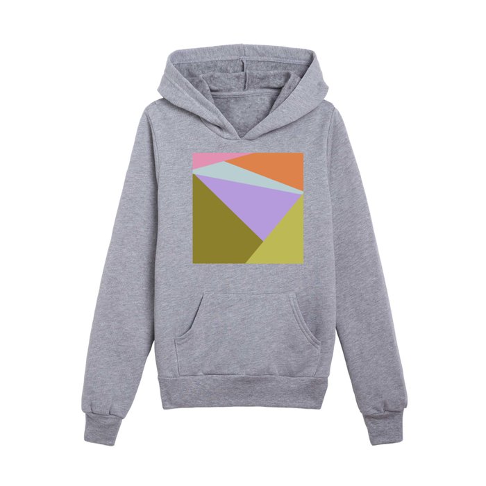 Geometric Abstraction in Purple Moss and Coral Kids Pullover Hoodie