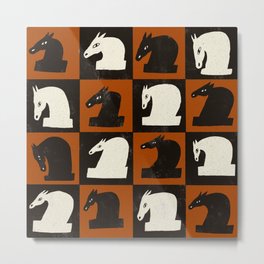 Chess pattern no 03. Metal Print | Chess, Digital, Horse, Black And White, Graphicdesign, Pattern, Game, Curated, Abstract 