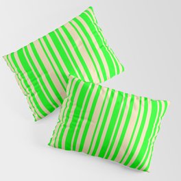 [ Thumbnail: Lime & Tan Colored Lines/Stripes Pattern Pillow Sham ]