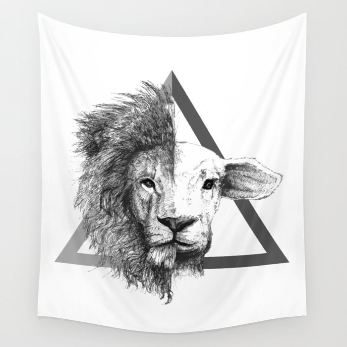 Lion and Lamb Wall Tapestry by Meek Ever Society6