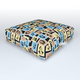 Pattern from stamps with 30 great composers (tricolor-1) Outdoor Floor Cushion
