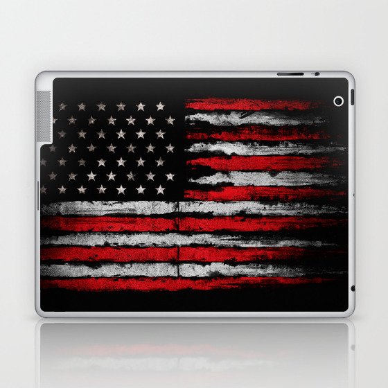 Red & white Grunge American flag Laptop & iPad Skin