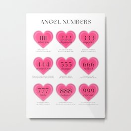 Angel Numbers Metal Print