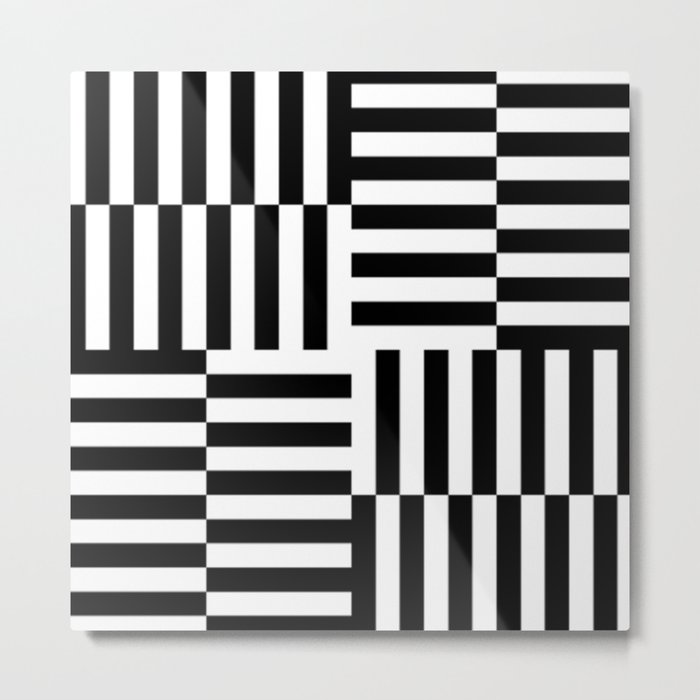 Geometrical abstract black white stripes pattern Metal Print