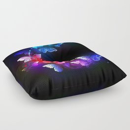 Neon night butterflies Floor Pillow
