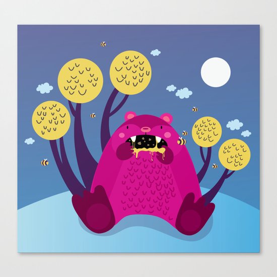 The bear and the bees Canvas Print