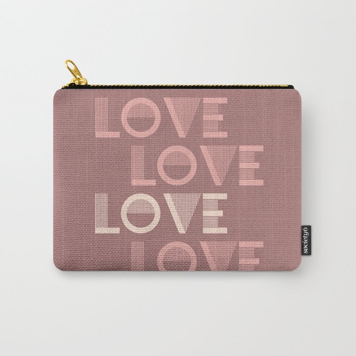 LOVE Dusty Rose & Pink Pastel colors modern abstract illustration  Carry-All Pouch