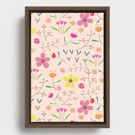 Girly Floral Pattern Framed Canvas