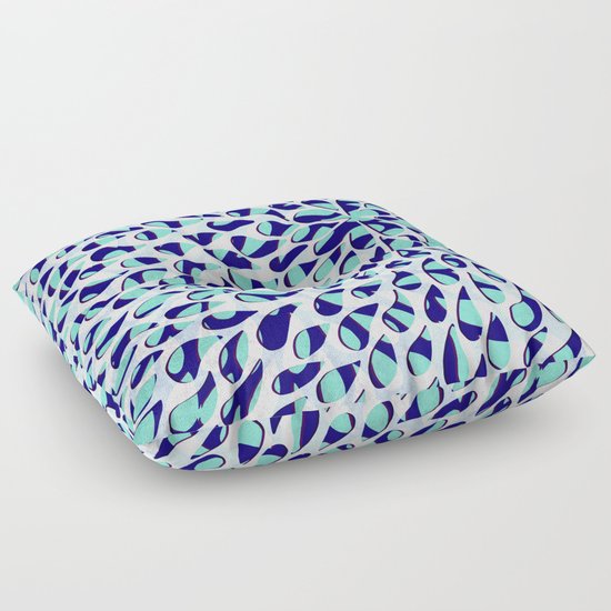 Organic Petals Pattern Navy Blue Turquoise Floor Pillow by Raquel Catalan Designs Society6