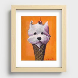 "Cherry on Pup" Westie Recessed Framed Print