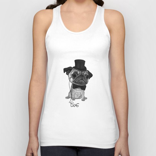 Pug (gentle pug) B&W version Unisex Tank Top
