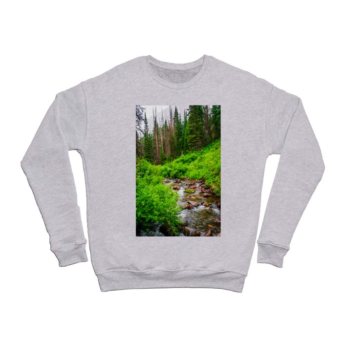 Wasatch Mountains Forest Creek Print Crewneck Sweatshirt