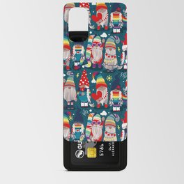 I gnome you // dark teal background little happy and lovely gnomes with rainbows vivid red hearts Android Card Case