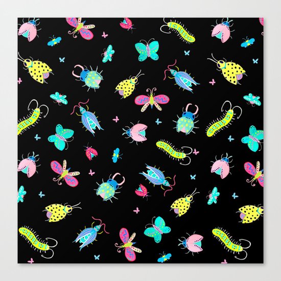 Neon Bugs Canvas Print
