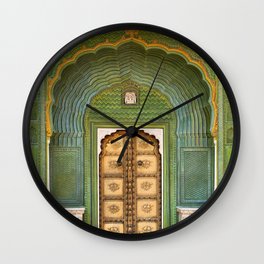 Green gate City Palace Jaipur, India Wall Clock | Gold, Temple, Bohemian, Palace, Yoga, Boho, India, Indian, Wanderlust, Photo 