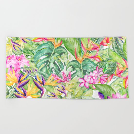 Tropical Garden 1A #society6 Beach Towel
