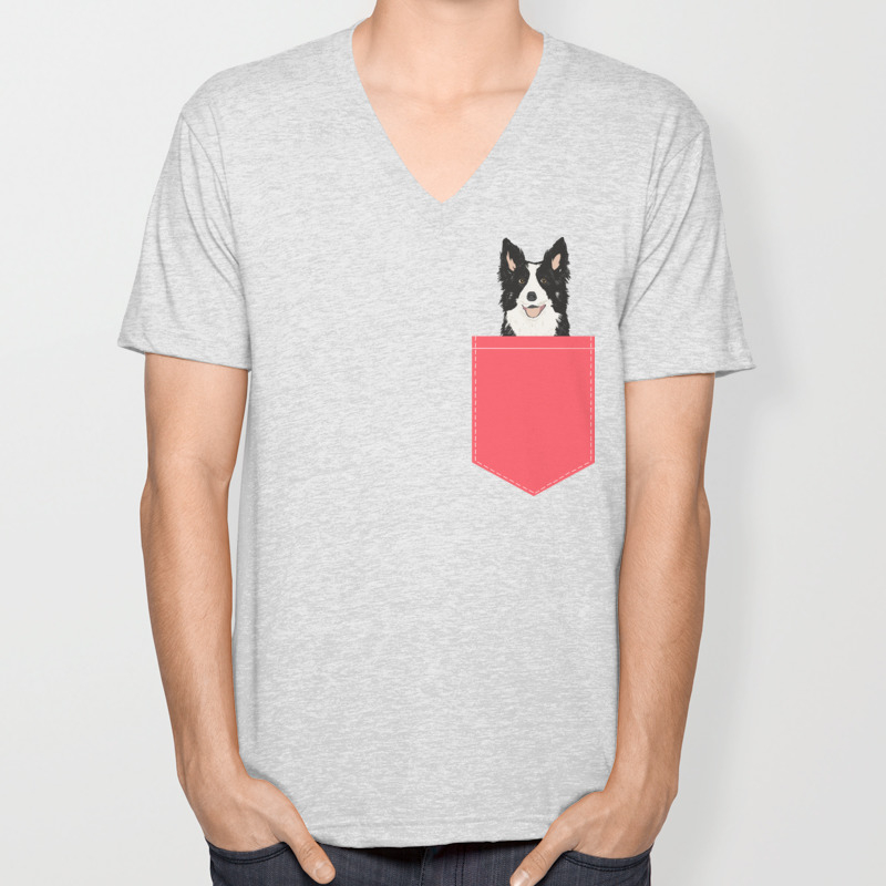 Working Border Collie Dog Breed T-Shirt V Neck Style Women/'s /& Men/'s Sizes