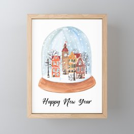 snow globe happy new year Framed Mini Art Print