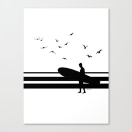 Vintage Surfer Black  Canvas Print