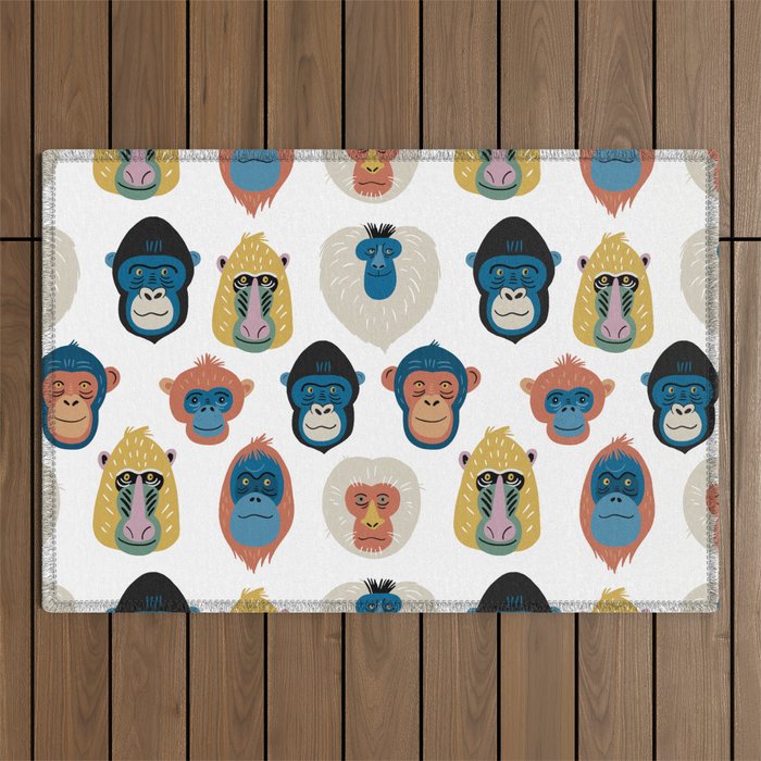 Primates Monkeys Pattern Outdoor Rug