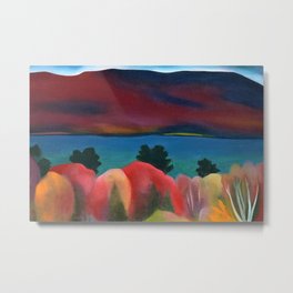Lake George, New York in full bloom Autumn Colors - Red Maple Foliage landscape by Georgia O'Keeffe Metal Print